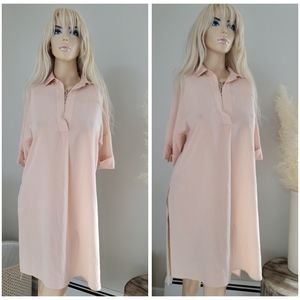 Peach zara long flowy tunic top blouse.